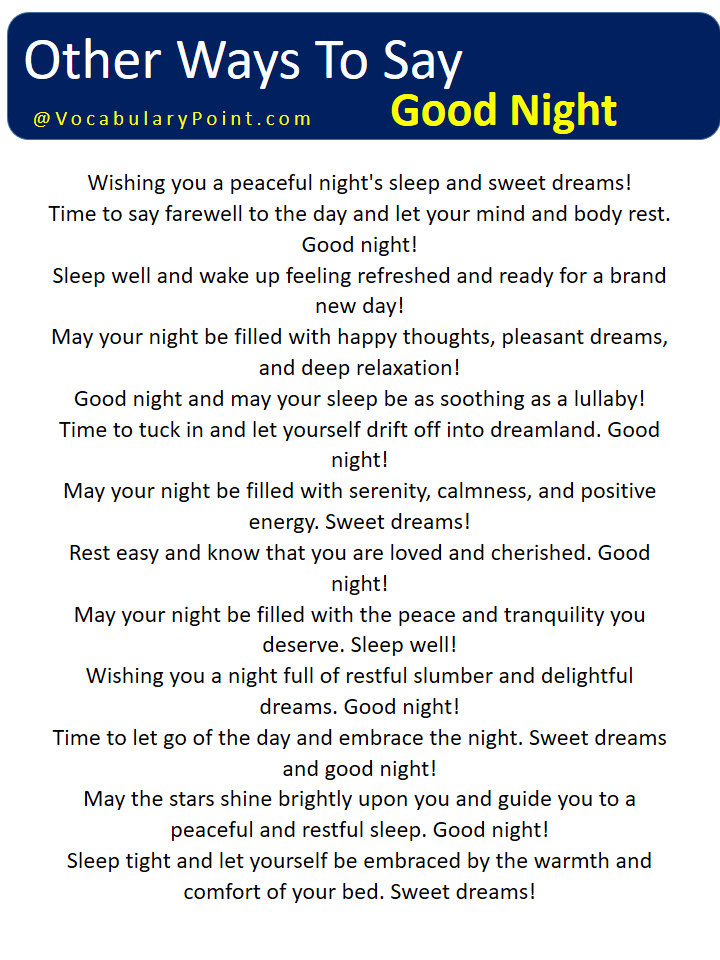 Other Ways To Say Goodnight