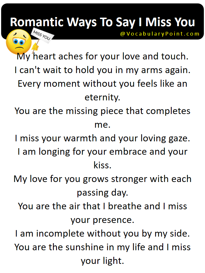 Romantic Ways To Say I Miss You