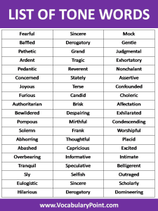 Tone Words (Words To Describe Tone) - Vocabulary Point