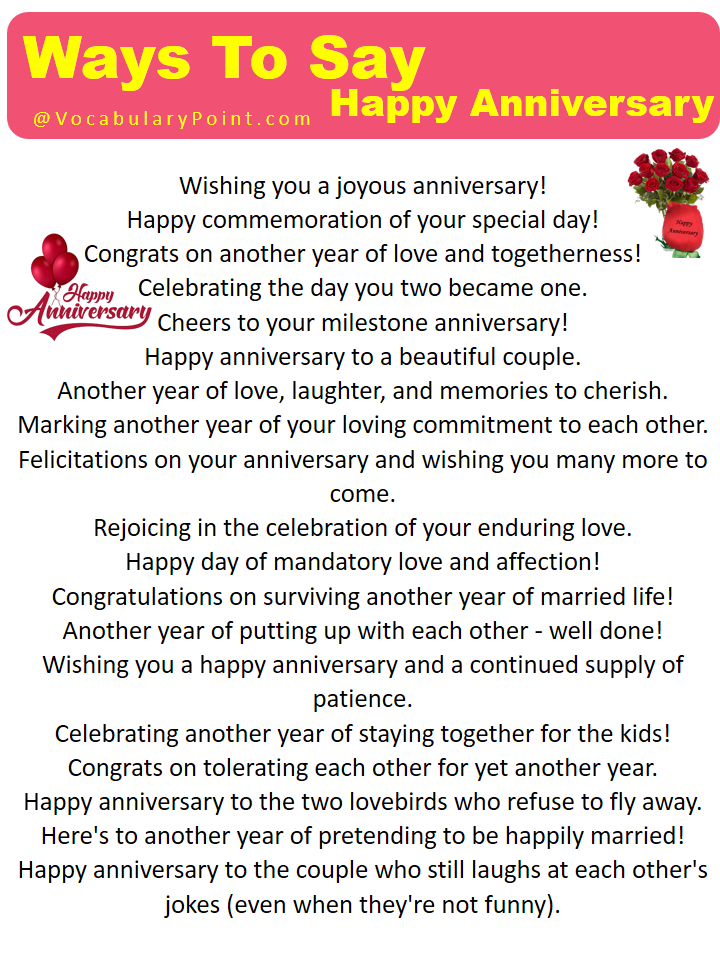 Clever Ways To Say Happy Anniversary