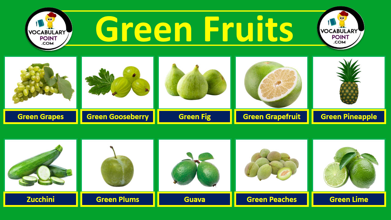 green fruits names list with picturs