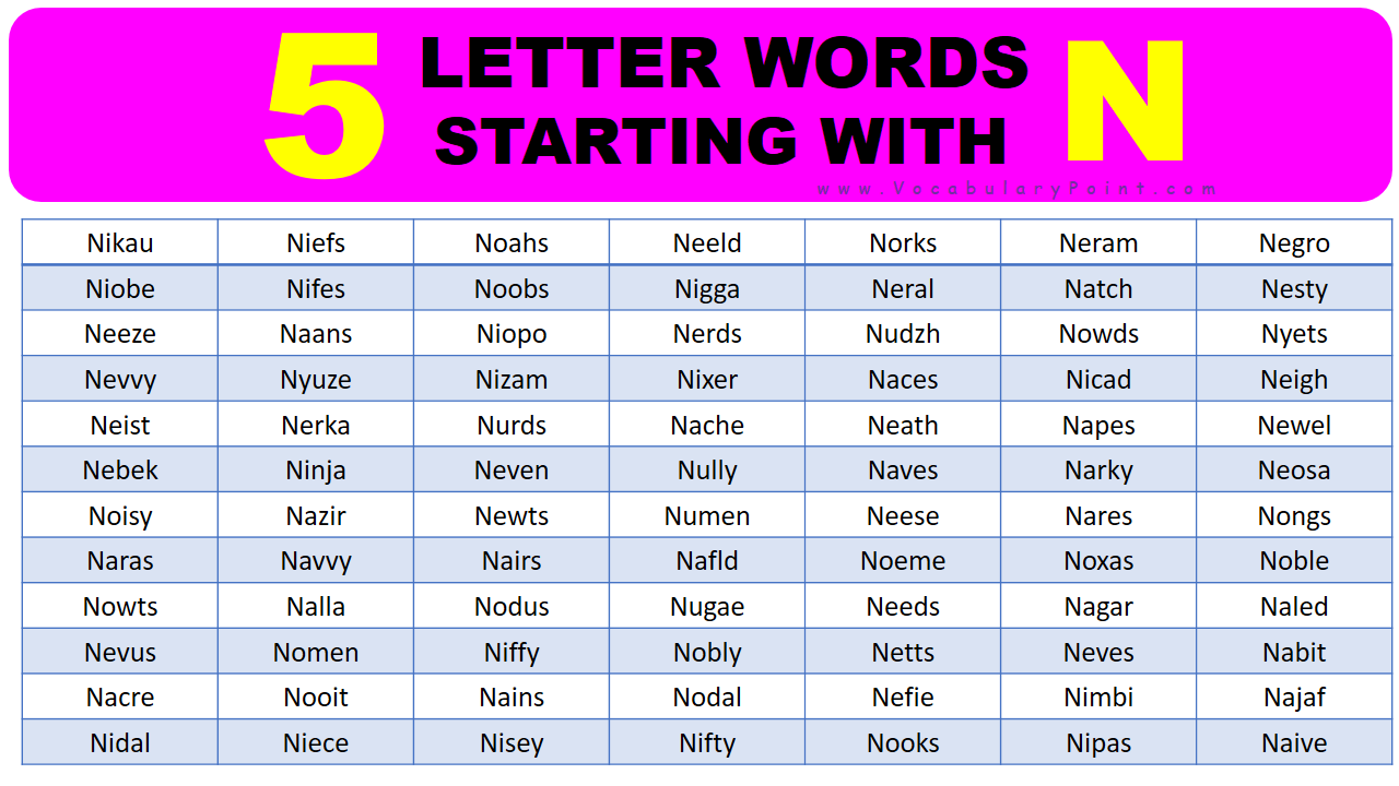5 Letter Words Starting With N