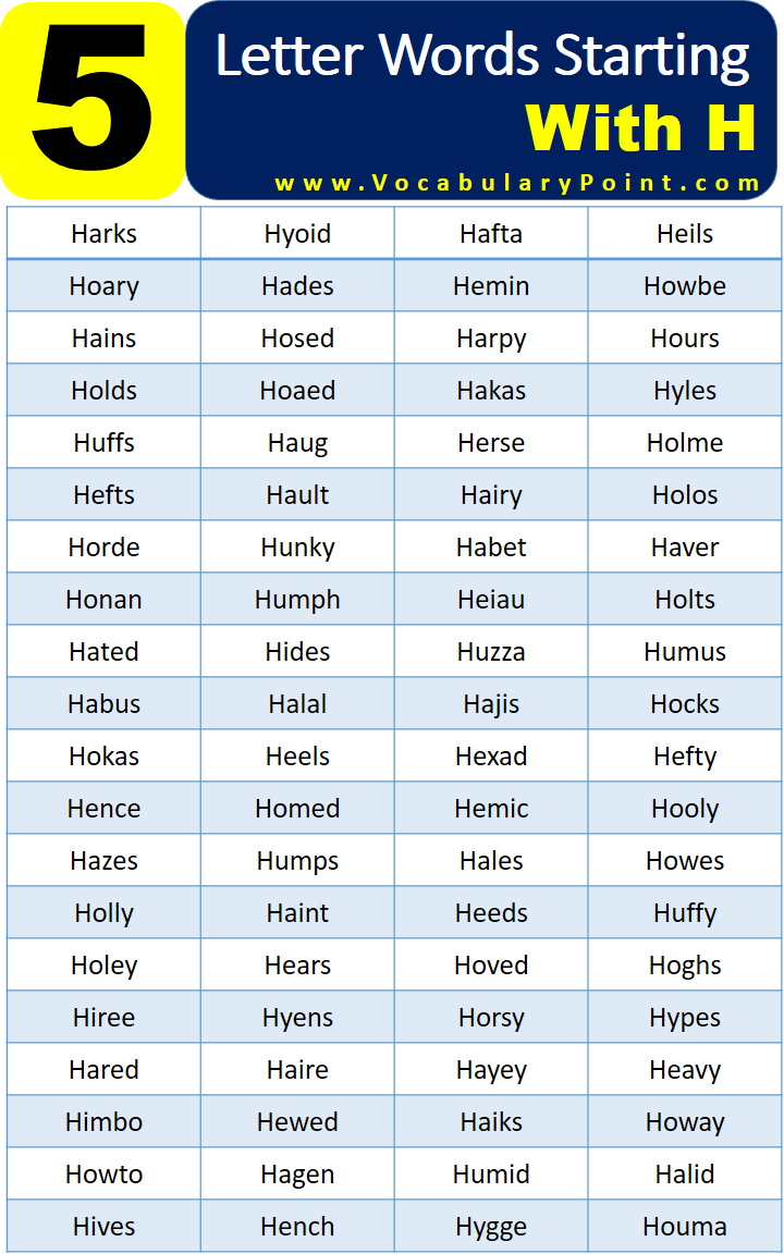 5 Letter Words That Start With H