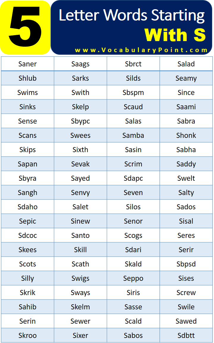 5 Letter Words That Start With S