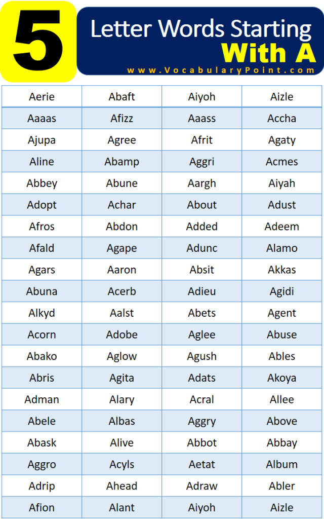 5 letter words starting with aff