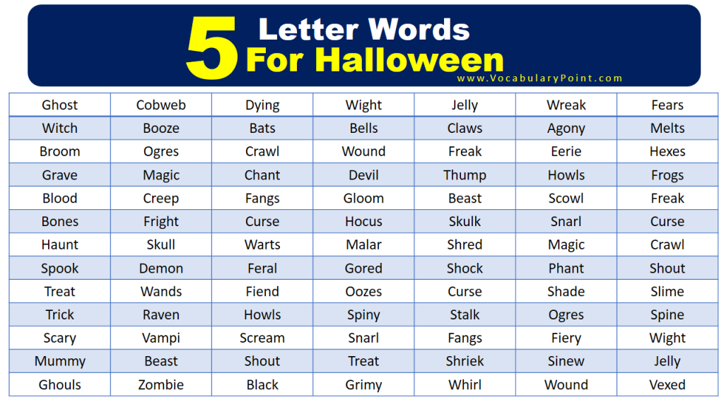 Long E Halloween Words