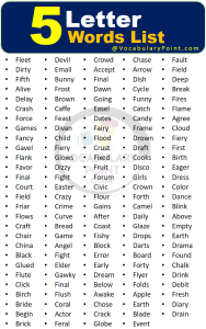 Most Common 5 Letter Words A to Z In English - Vocabulary Point