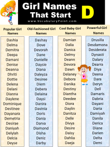 List Of Unique Baby Girl Names that Start With D - Vocabulary Point