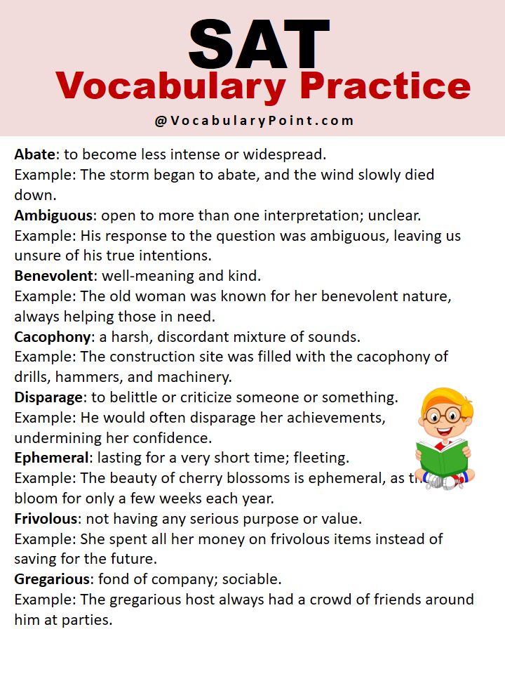 Sat Vocabulary Practice