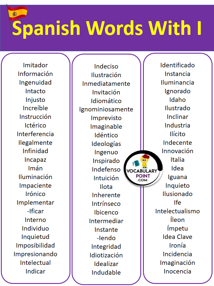 Spanish Words That Start With I