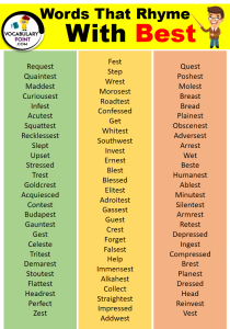 Words That Rhyme with Best - Vocabulary Point