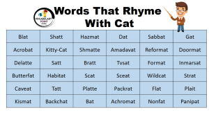 Words That Rhyme with Cat - Vocabulary Point