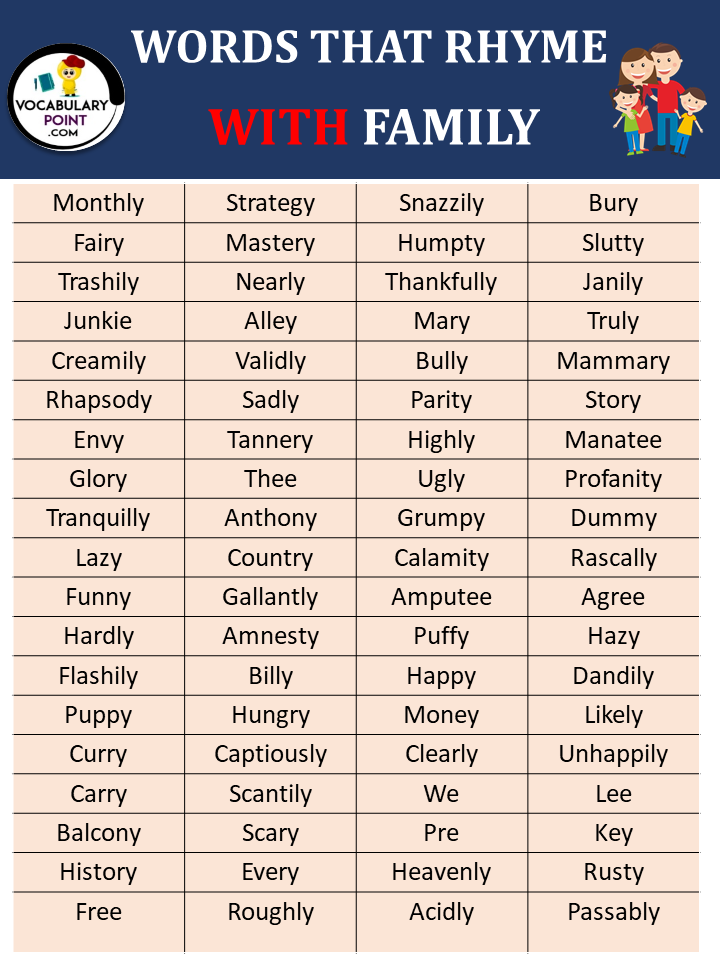 Words That Rhyme With Family 1