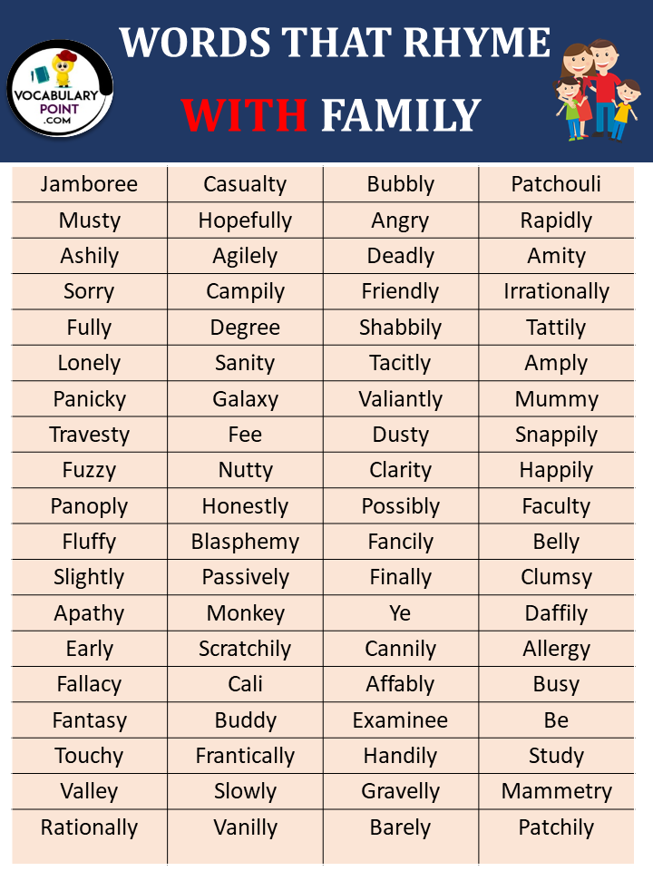 Words That Rhyme With Family 2