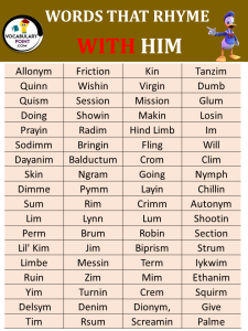 Words That Rhyme with Him - Vocabulary Point