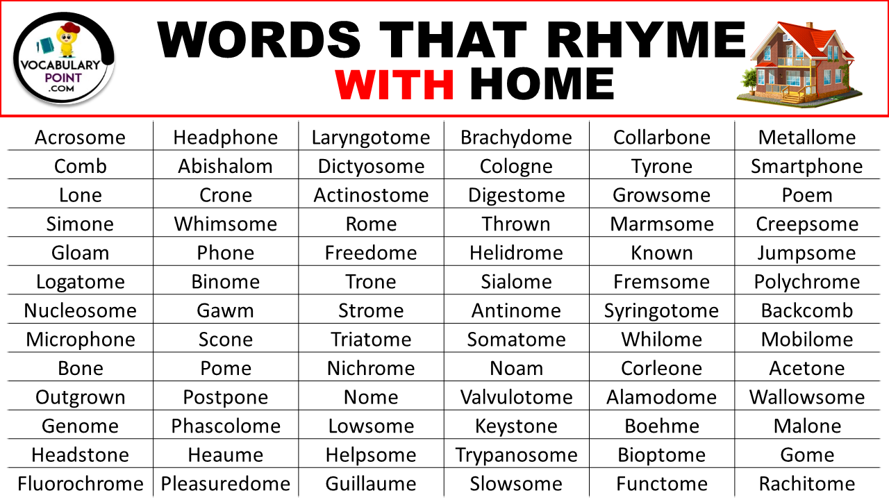 Words That Rhyme With Home Vocabulary Point