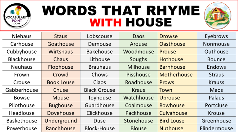 Words That Rhyme With House Vocabulary Point