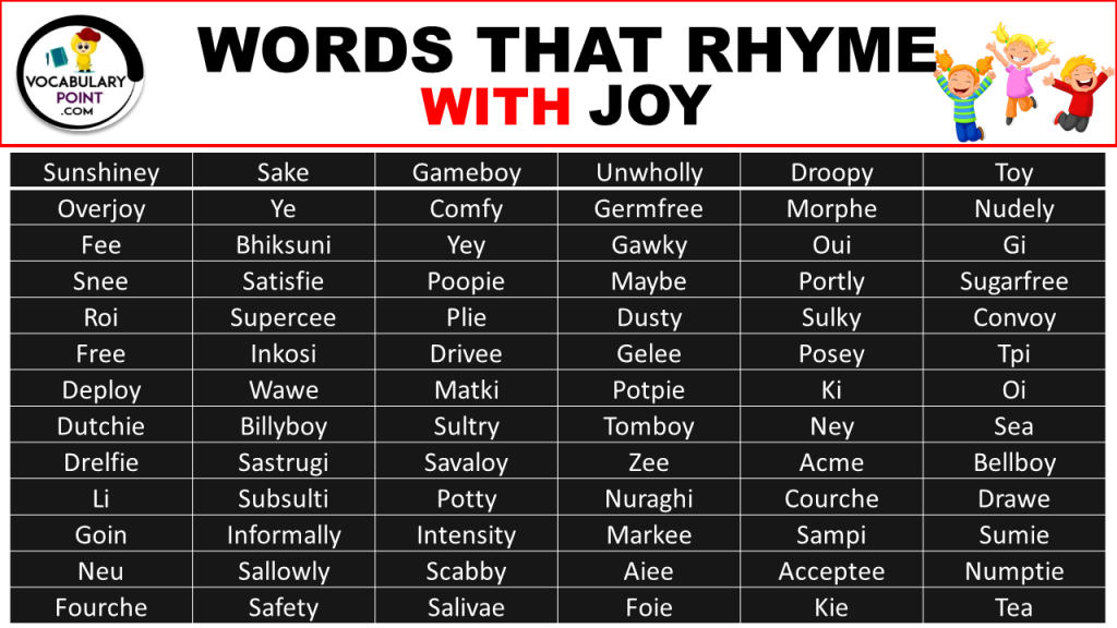 Words That Rhyme With Joy Vocabulary Point