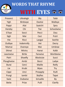 Words That Rhyme with Eyes - Vocabulary Point