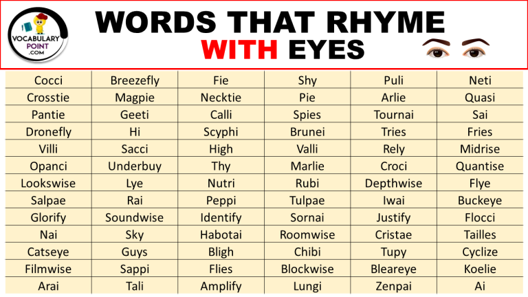 Words That Rhyme With Eyes Vocabulary Point