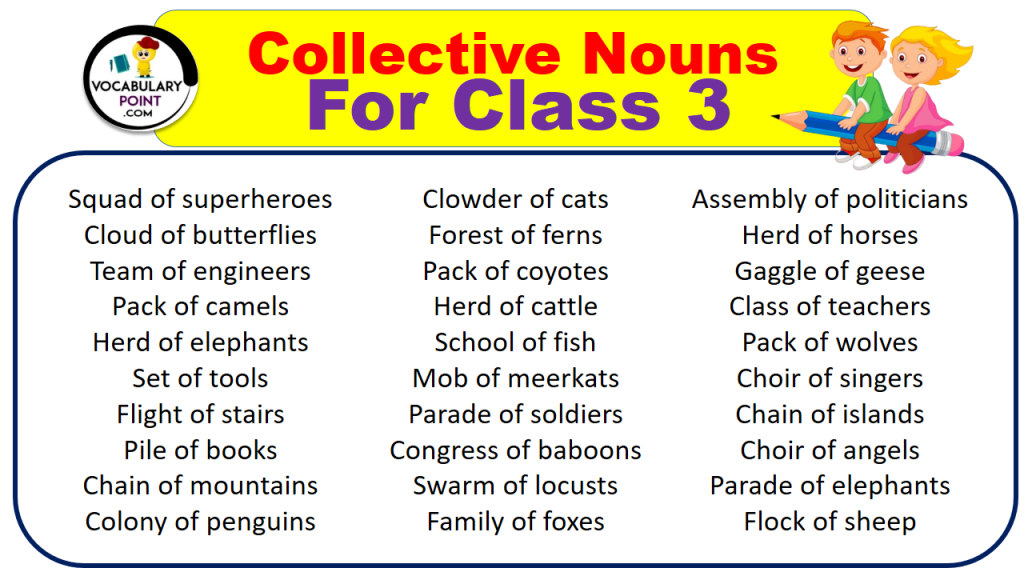 Collective Nouns For Class 3 (With Meaning and Examples) - Vocabulary Point