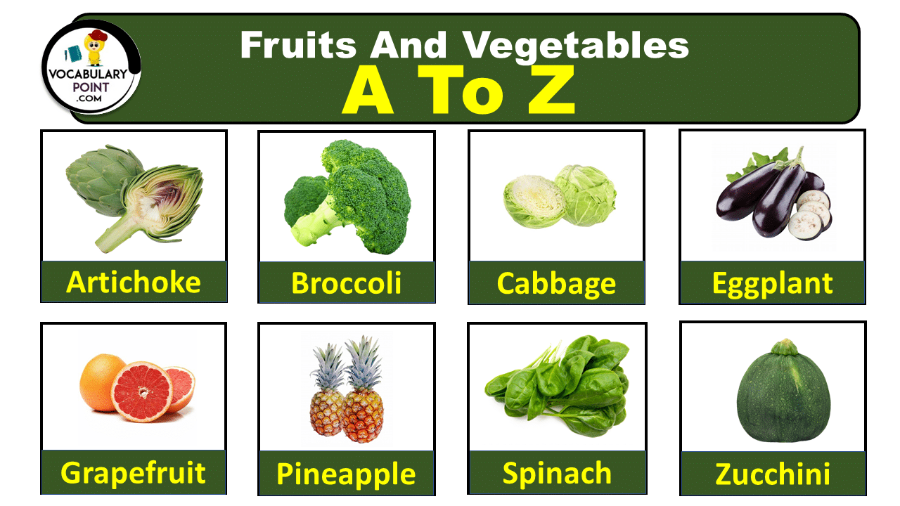 Fruits And Vegetables List A to Z