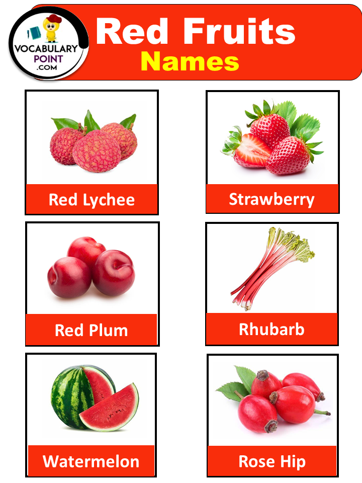 Red Fruits with pictures in English