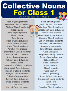 Collective Nouns For Class 1 (With Meaning and Examples) - Vocabulary Point