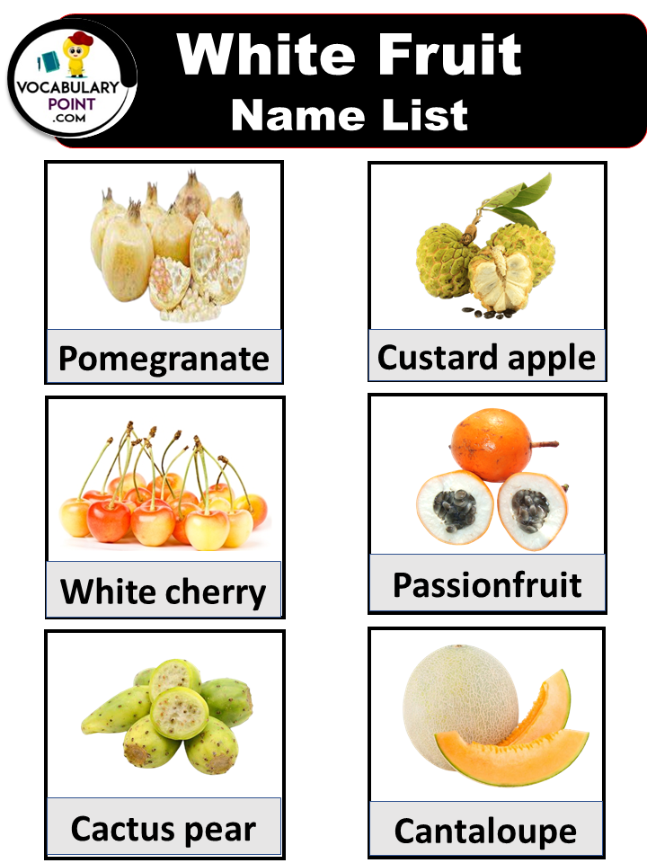 White Fruit names with pictures