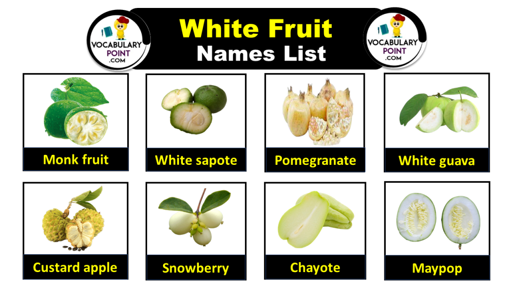 White Fruit Names (White Fruit Name List) - Vocabulary Point
