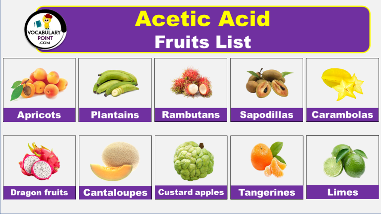 Acetic Acid Fruits (Acetic Acid Fruits List with pictures) - Vocabulary