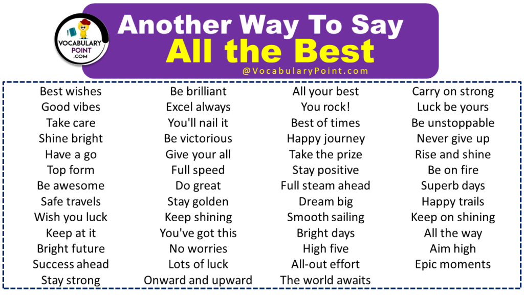 Other Ways To Say All The Best Vocabulary Point