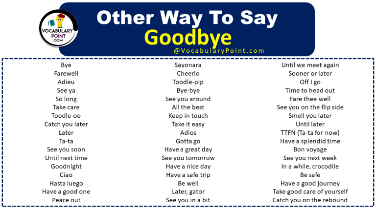 Other Ways To Say Goodbye - Vocabulary Point