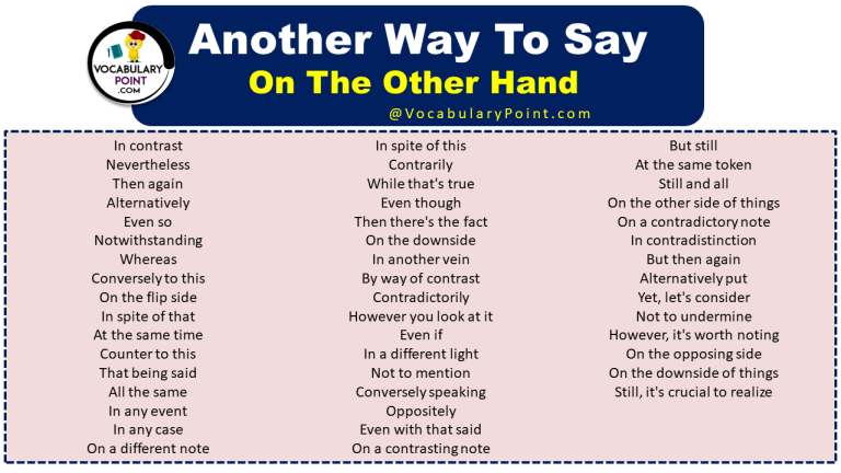 Other Ways To Say On The Other Hand - Vocabulary Point