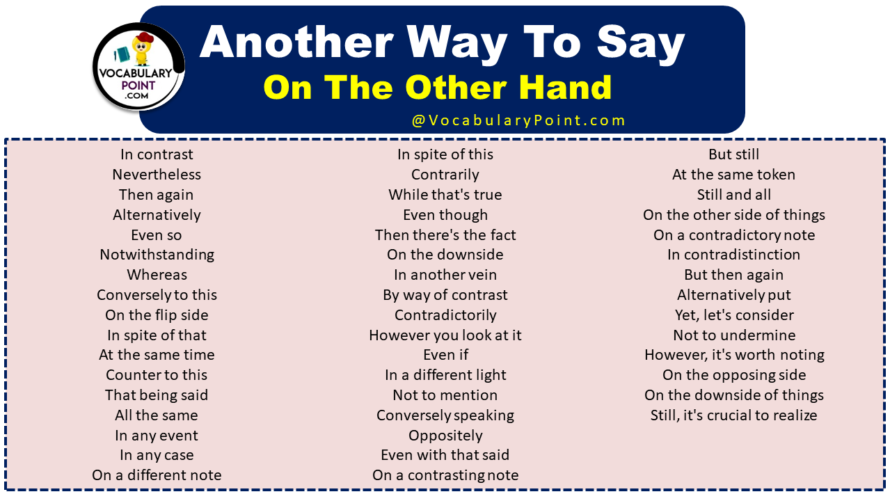Other Ways To Say On The Other Hand Vocabulary Point