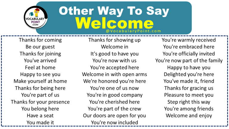 Other Ways To Say Welcome - Vocabulary Point