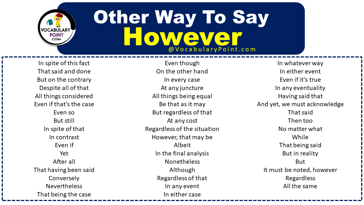 Other Ways To say However