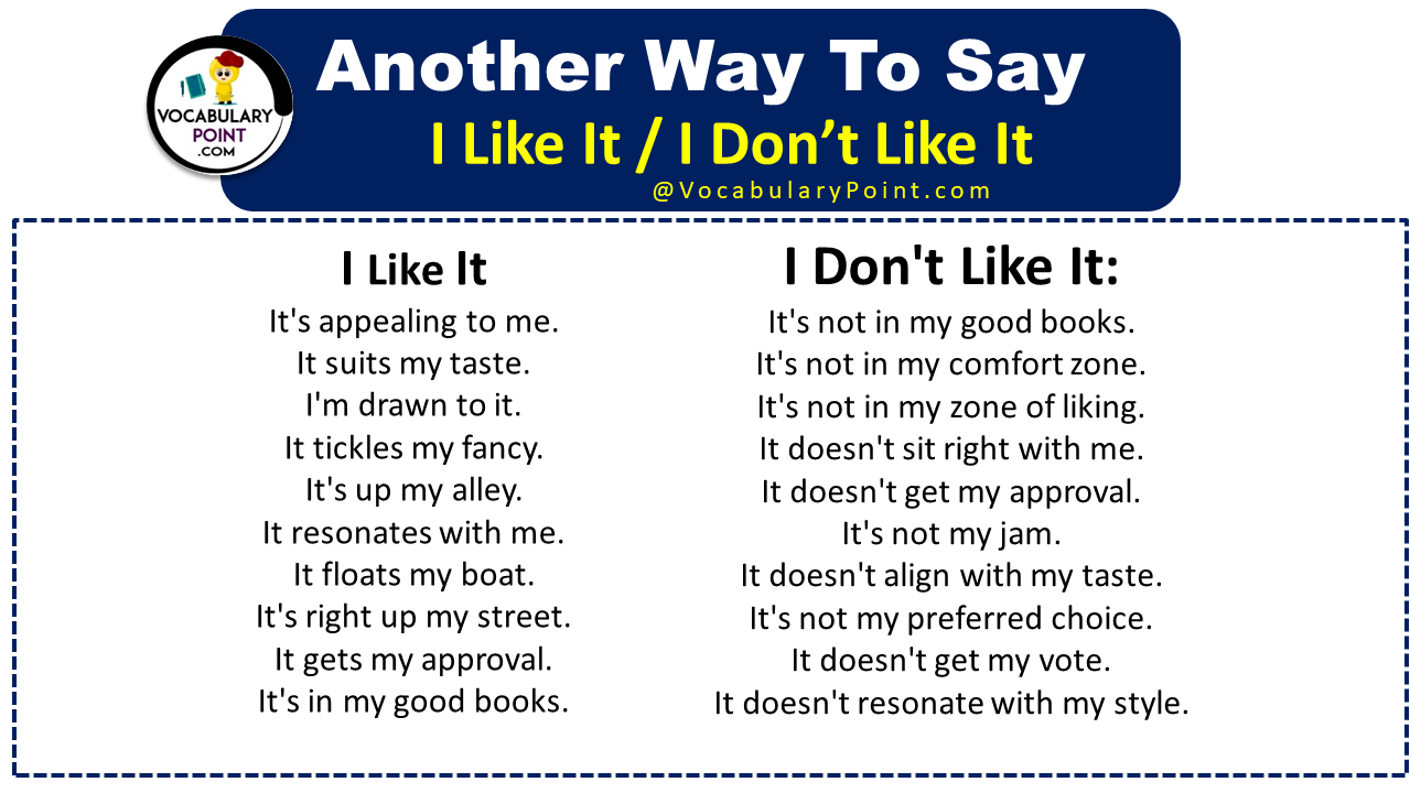 Other Ways To say I Like It & I Don’t Like It