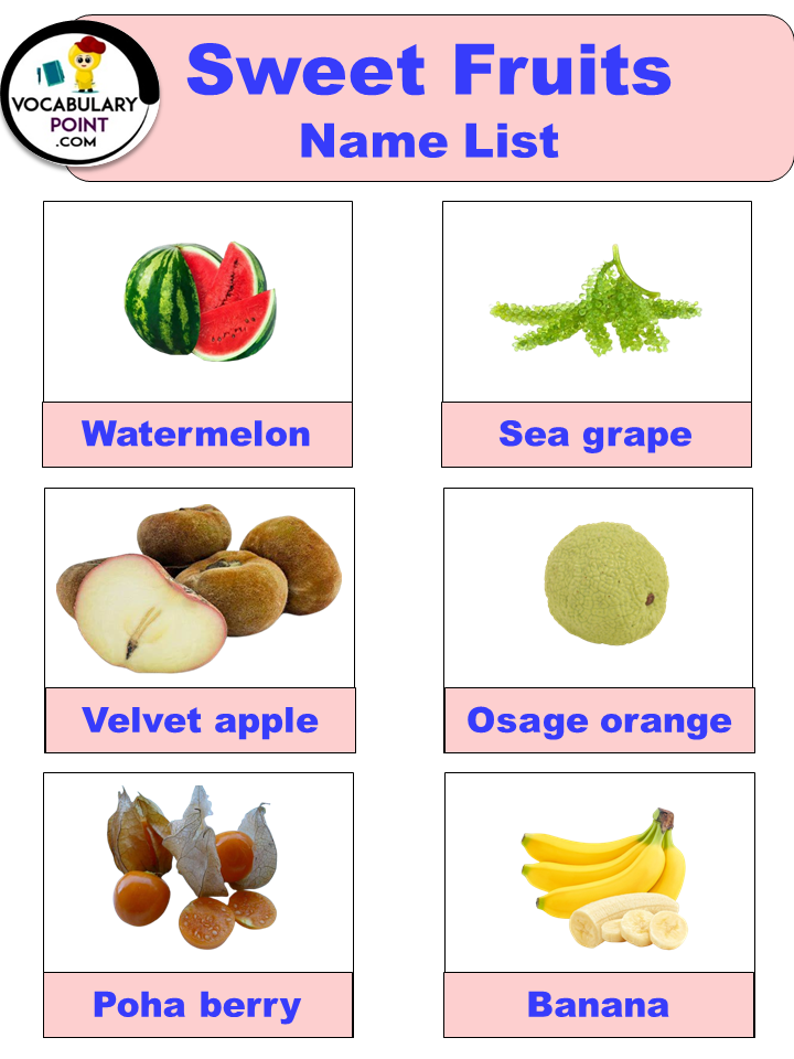 Sweet Fruits Name List With Their Benefits