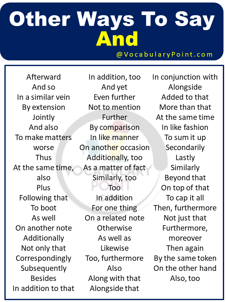 Other Ways To Say And - Vocabulary Point