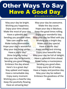 Other Ways To Say Have A Good Day - Vocabulary Point