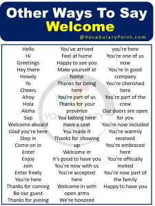 Other Ways To Say Welcome - Vocabulary Point