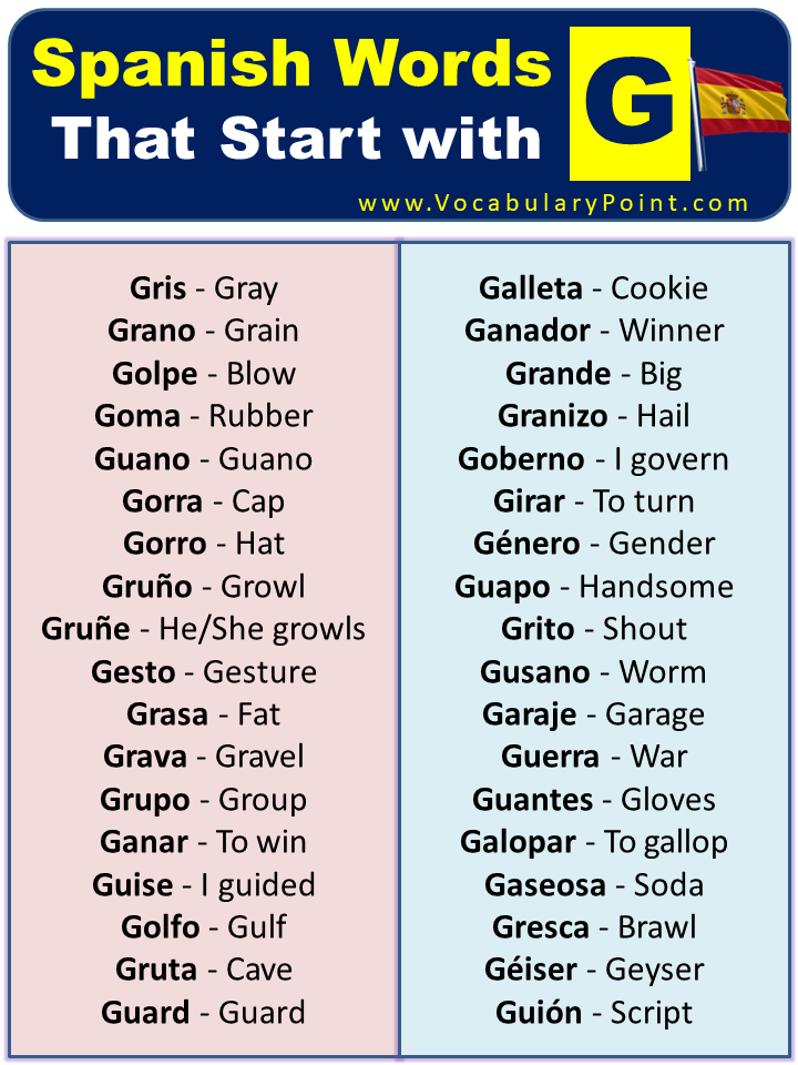 6 Letter Spanish Words That Start With G