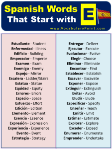 Spanish Words that Start with E (Coolest, Verbs & Adjectives ...