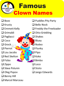 230+ Clown Names (Classic, Scary and Funny) - Vocabulary Point