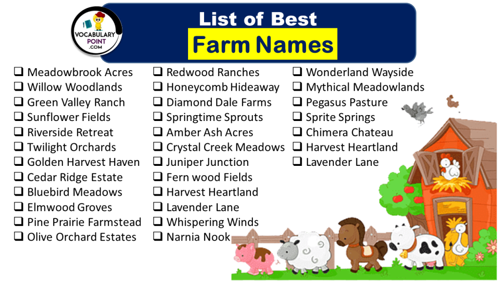 250 Best Farm Names Whimsical Funny Rustic Vocabulary Point