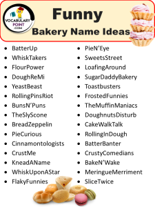 180+Best Bakery Name Ideas (Cute, Creative and Unique) - Vocabulary Point