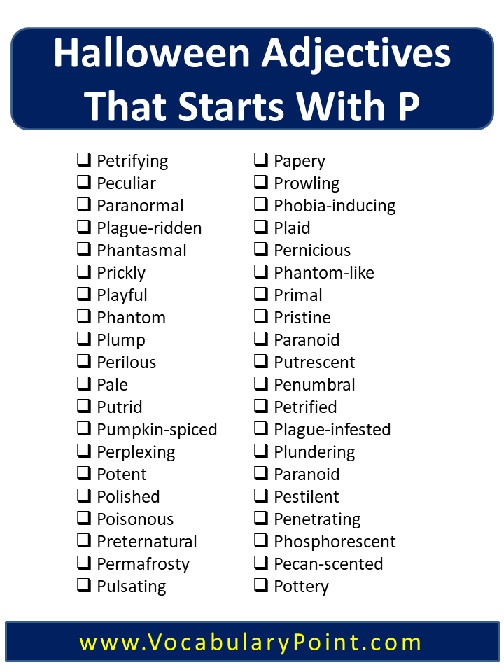Halloween Adjectives That Starts With P