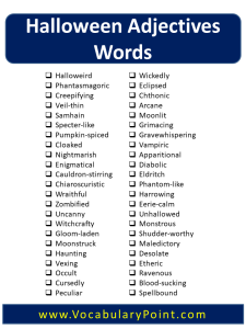 Halloween Adjectives Words List (Adjectives Describe Halloween ...