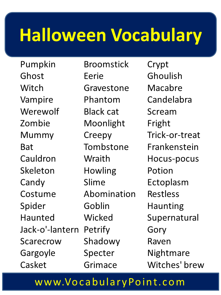 List Of Halloween Noun (Halloween Vocabulary) - Vocabulary Point